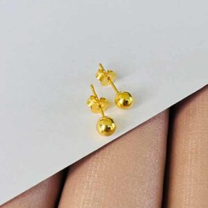 Brinco Bola 5 mm Banhado a Ouro 24K