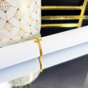 Anel Cruz com Zircônias Banhado a Ouro 24K